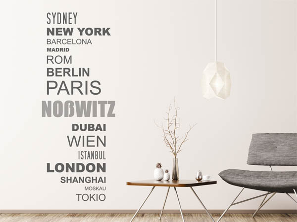Wandtattoo Noßwitz mit Weltstädten