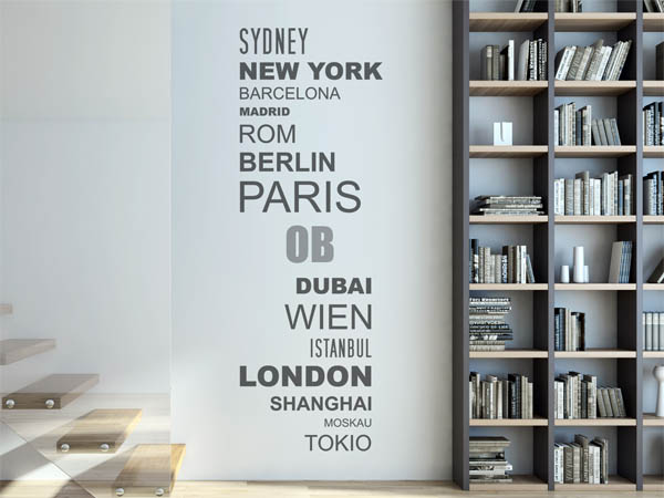 Wandtattoo Ob mit Weltstädten