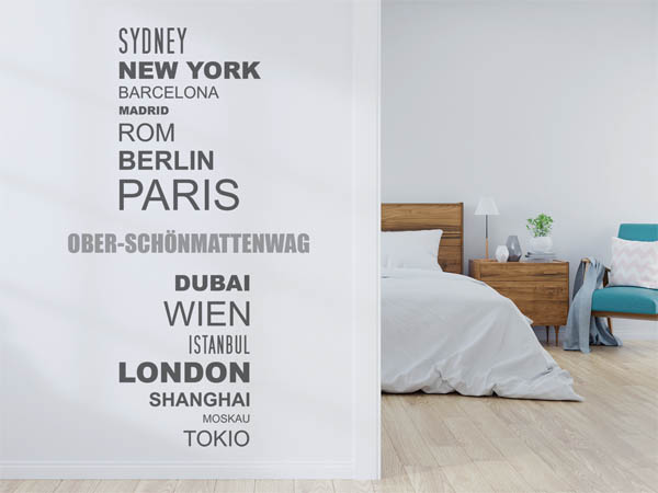 Wandtattoo Ober-Schönmattenwag mit Weltstädten