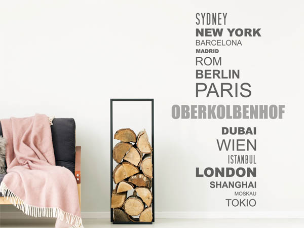 Wandtattoo Oberkolbenhof mit Weltstädten