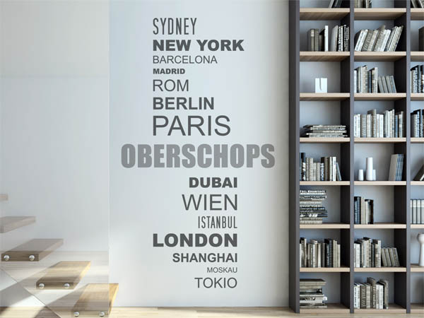 Wandtattoo Oberschops mit Weltstädten