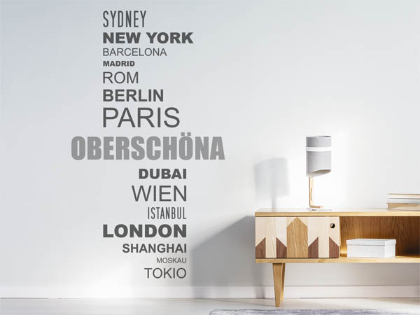 Wandtattoo Oberschöna mit Weltstädten