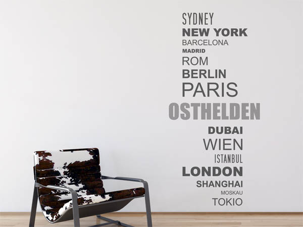Wandtattoo Osthelden mit Weltstädten
