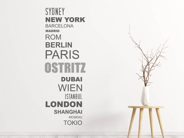 Wandtattoo Ostritz mit Weltstädten