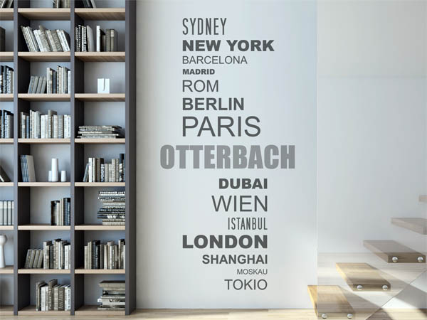 Wandtattoo Otterbach mit Weltstädten