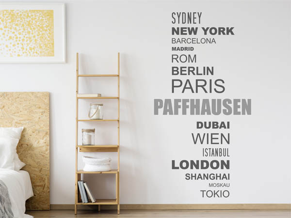 Wandtattoo Paffhausen mit Weltstädten