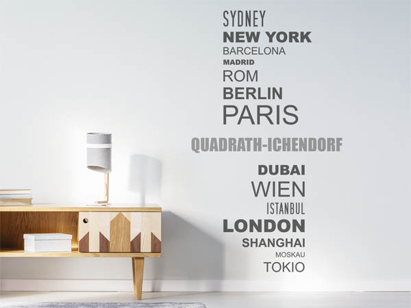 Wandtattoo Quadrath-Ichendorf mit Weltstädten