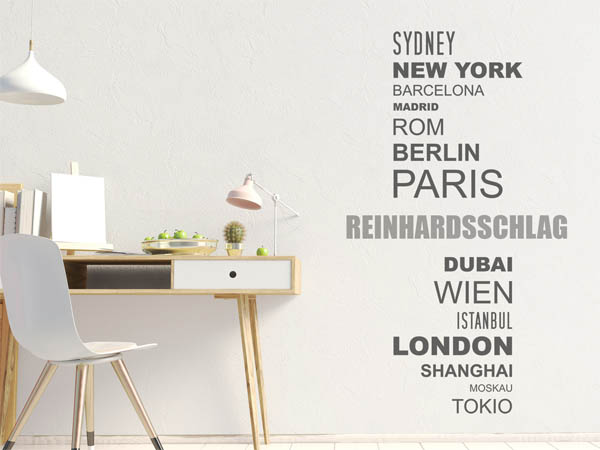Wandtattoo Reinhardsschlag mit Weltstädten