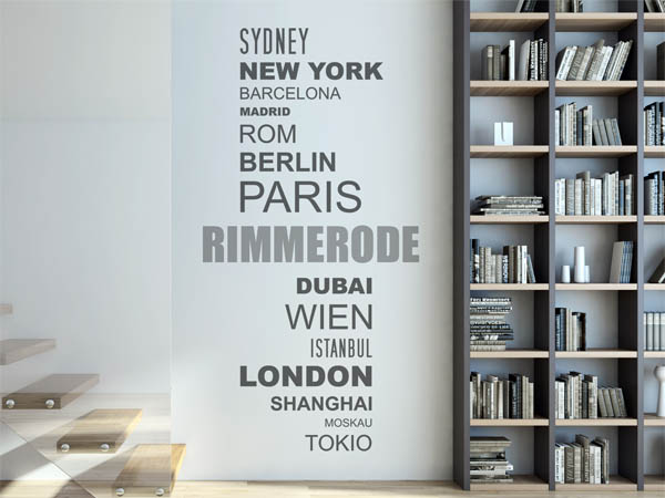 Wandtattoo Rimmerode mit Weltstädten