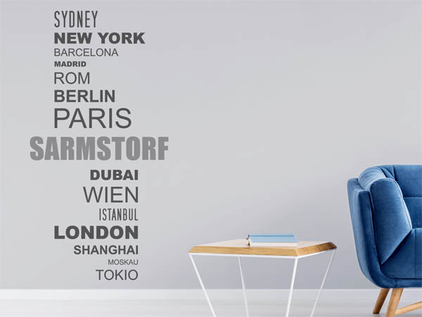 Wandtattoo Sarmstorf mit Weltstädten