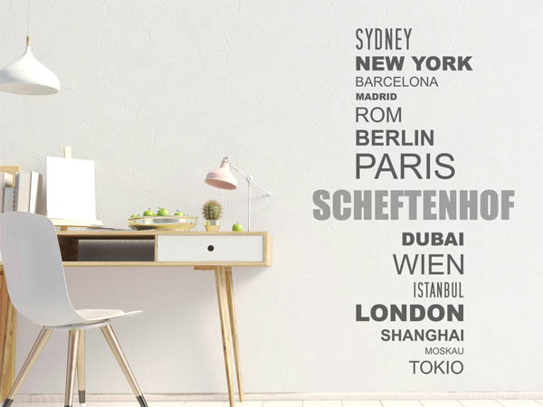 Wandtattoo Scheftenhof mit Weltstädten