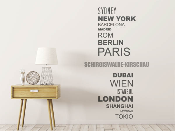 Wandtattoo Schirgiswalde-Kirschau mit Weltstädten