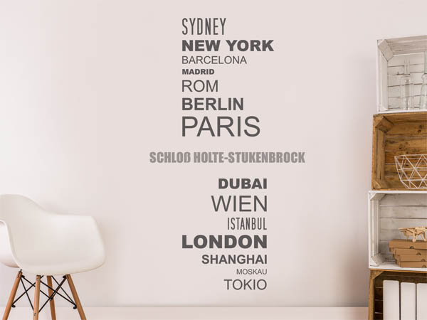 Wandtattoo Schloß Holte-Stukenbrock mit Weltstädten