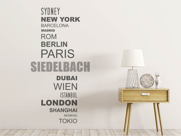 Wandtattoo Siedelbach mit Weltstädten