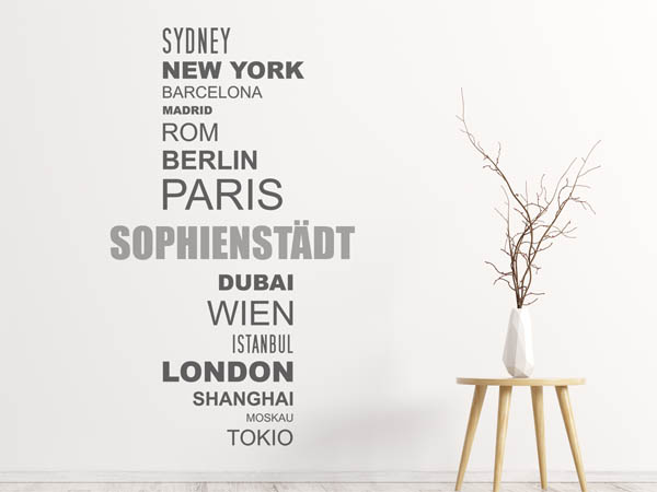 Wandtattoo Sophienstädt mit Weltstädten