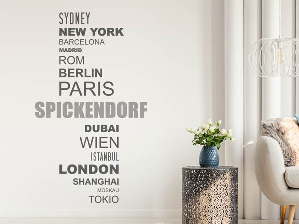 Wandtattoo Spickendorf mit Weltstädten