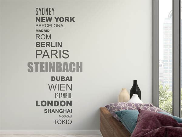 Wandtattoo Steinbach mit Weltstädten