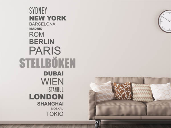 Wandtattoo Stellböken mit Weltstädten