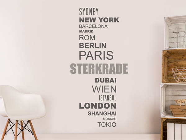 Wandtattoo Sterkrade mit Weltstädten