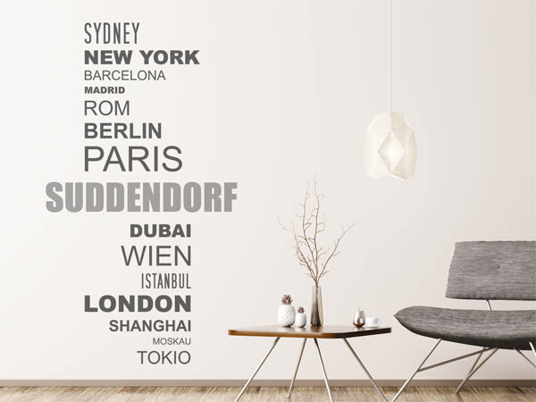 Wandtattoo Suddendorf mit Weltstädten