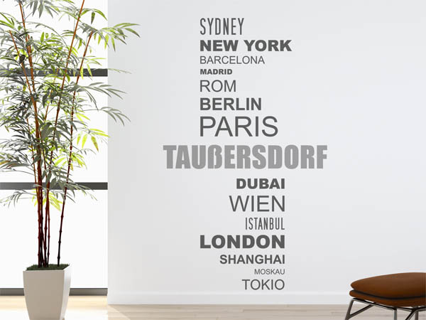 Wandtattoo Taußersdorf mit Weltstädten