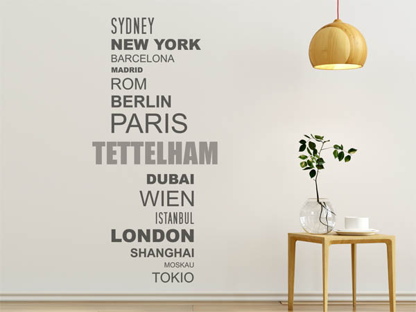Wandtattoo Tettelham mit Weltstädten