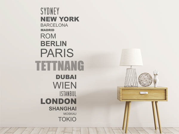 Wandtattoo Tettnang mit Weltstädten