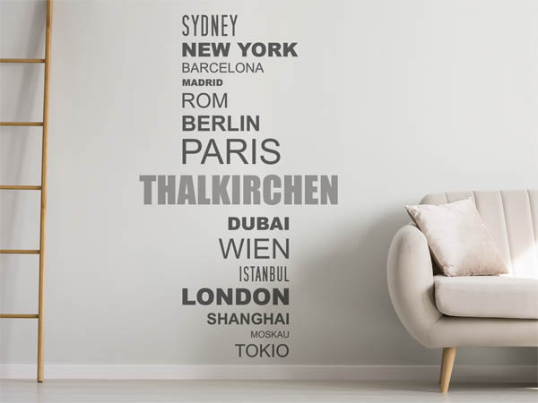 Wandtattoo Thalkirchen mit Weltstädten