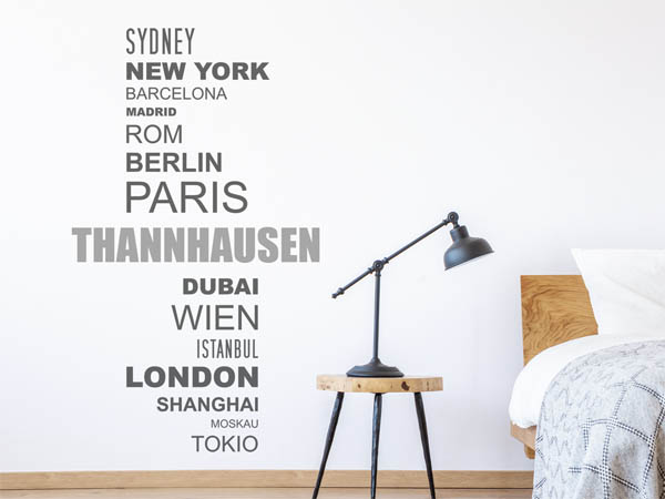 Wandtattoo Thannhausen mit Weltstädten