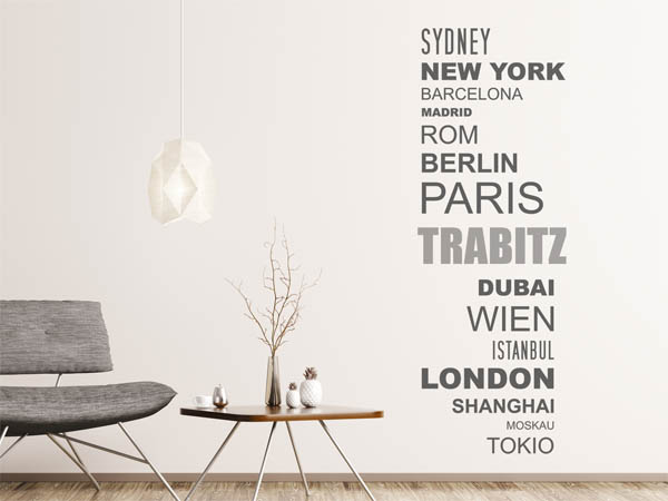 Wandtattoo Trabitz mit Weltstädten