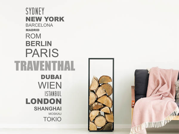 Wandtattoo Traventhal mit Weltstädten