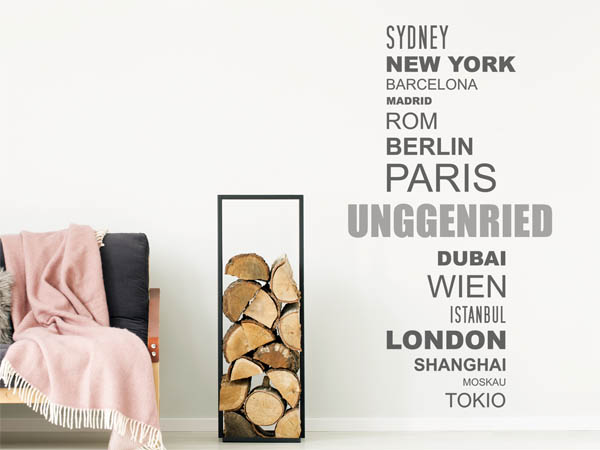 Wandtattoo Unggenried mit Weltstädten