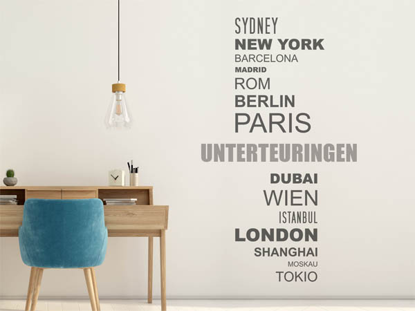 Wandtattoo Unterteuringen mit Weltstädten