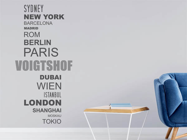 Wandtattoo Voigtshof mit Weltstädten