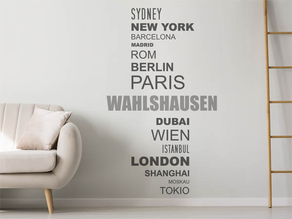 Wandtattoo Wahlshausen mit Weltstädten