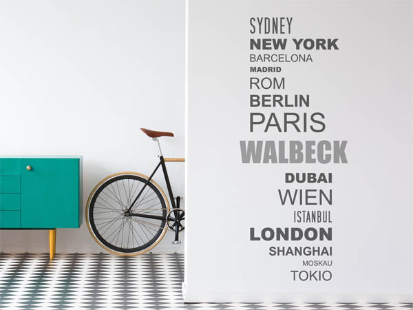 Wandtattoo Walbeck mit Weltstädten