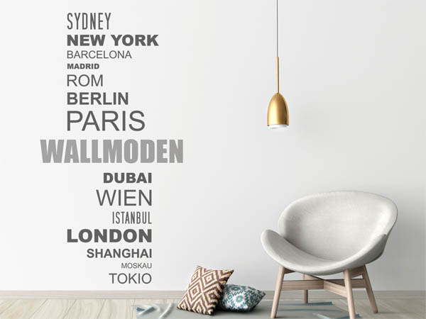 Wandtattoo Wallmoden mit Weltstädten