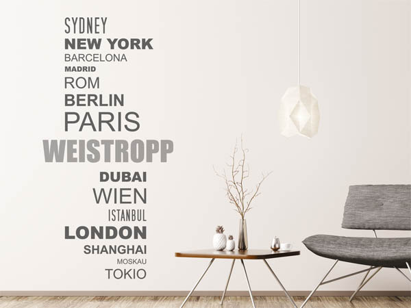 Wandtattoo Weistropp mit Weltstädten