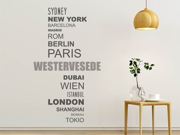 Wandtattoo Westervesede mit Weltstädten