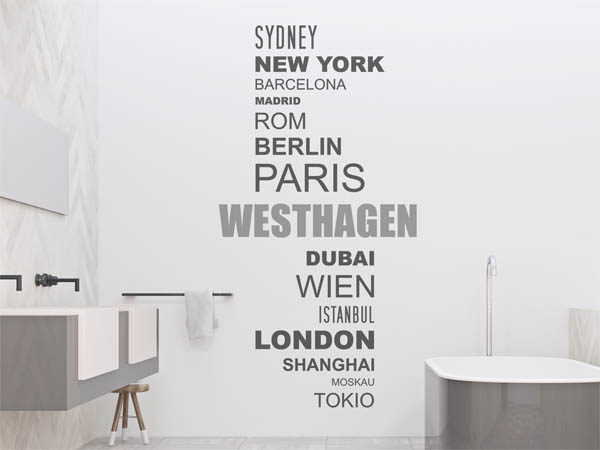 Wandtattoo Westhagen mit Weltstädten