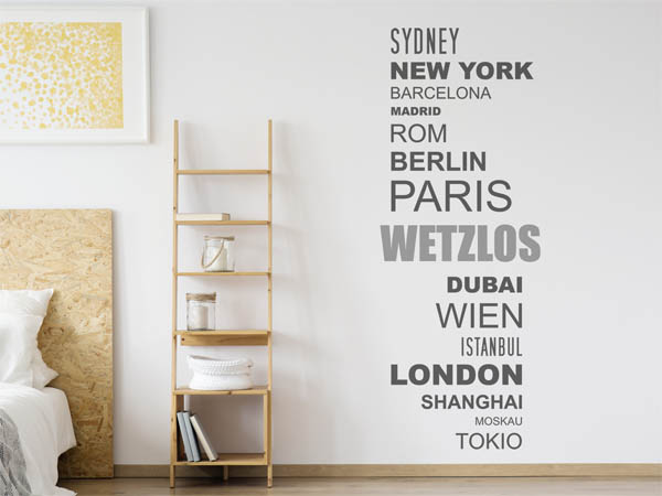 Wandtattoo Wetzlos mit Weltstädten