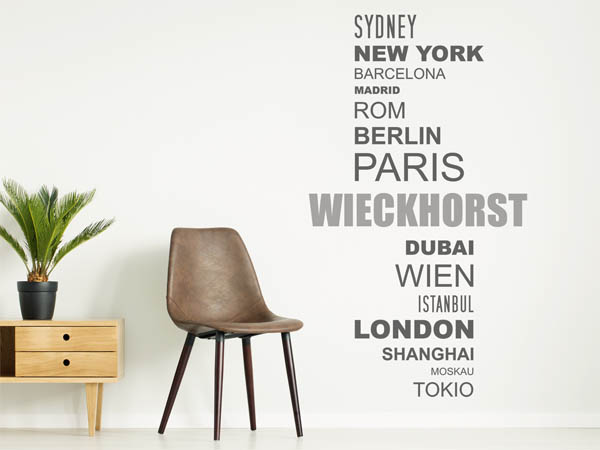 Wandtattoo Wieckhorst mit Weltstädten