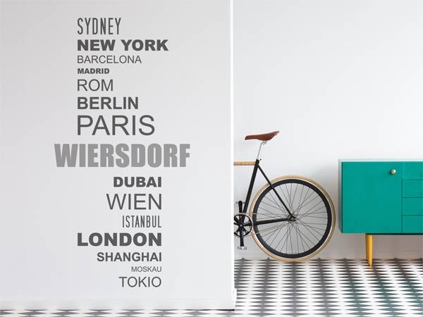 Wandtattoo Wiersdorf mit Weltstädten