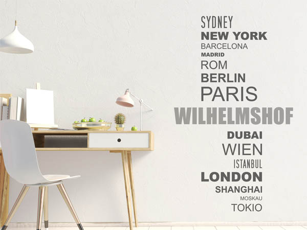 Wandtattoo Wilhelmshof mit Weltstädten