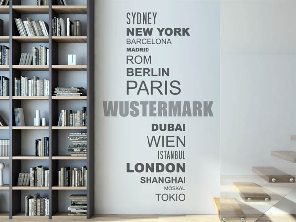 Wandtattoo Wustermark mit Weltstädten