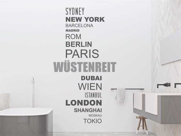 Wandtattoo Wüstenreit mit Weltstädten