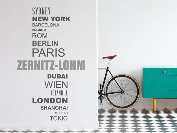 Wandtattoo Zernitz-Lohm mit Weltstädten
