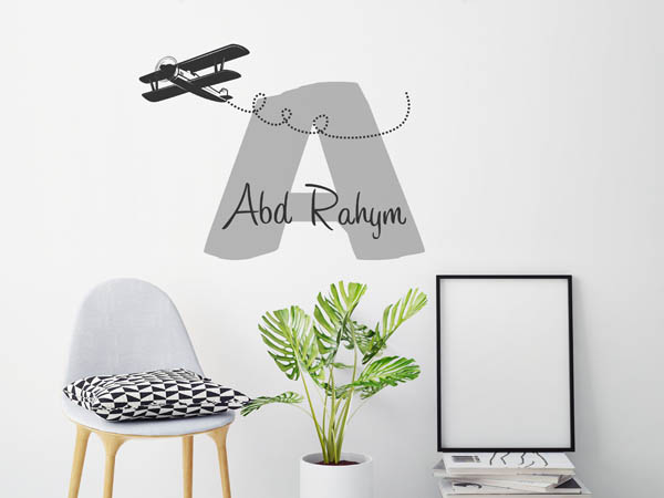 Wandtattoo Abd Rahym mit Flugzeug
