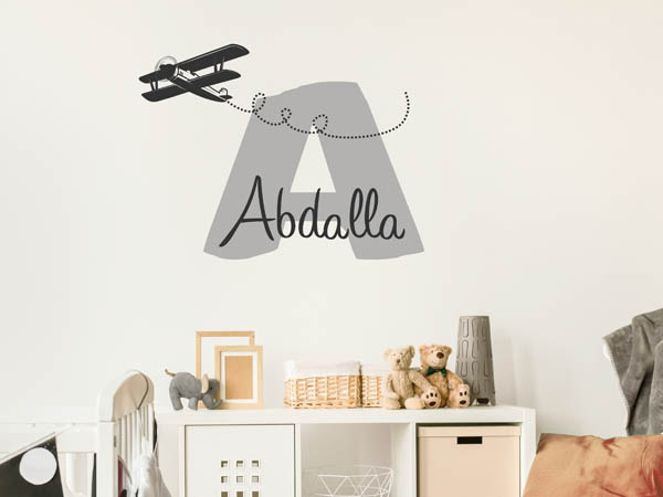 Wandtattoo Abdalla mit Flugzeug