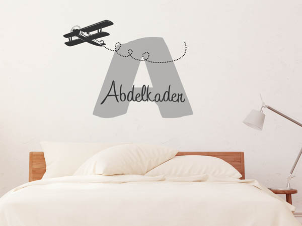 Wandtattoo Abdelkader mit Flugzeug